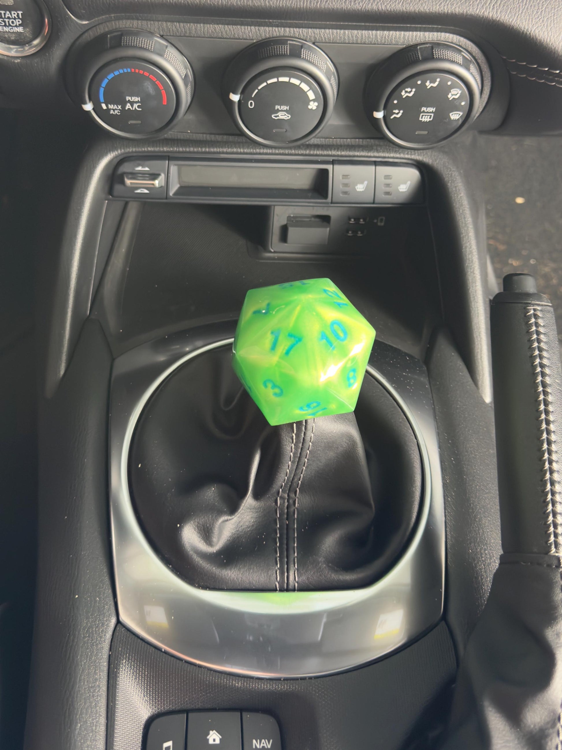 Custom Green D20 Shift Knob – Unique Dungeons & Dragons Inspired Gear Knob for the DnD Geek Car Enthusiast!
