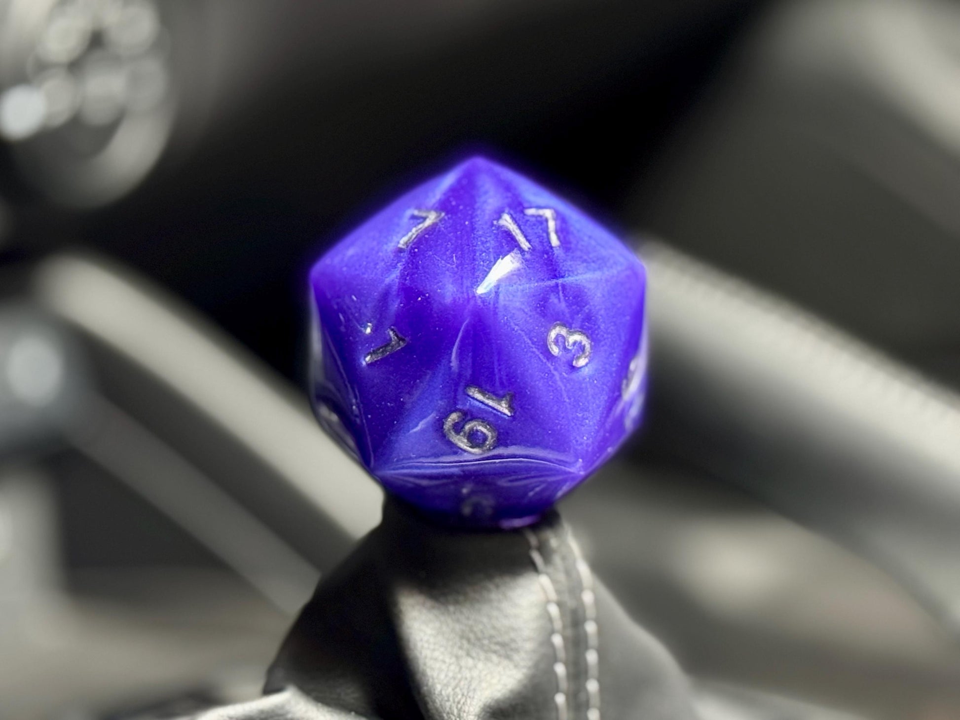 Custom Purple D20 Shift Knob – Unique Dungeons & Dragons Inspired Gear Knob for the DnD Geek Car Enthusiast!
