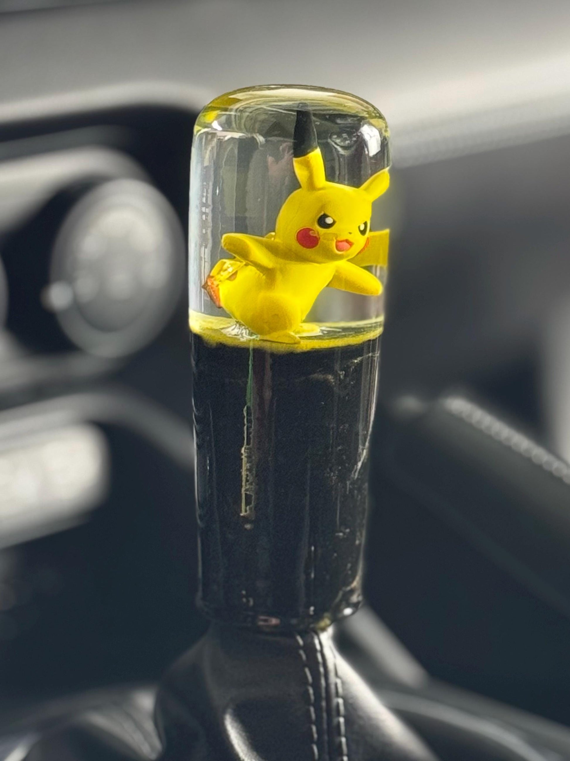 Custom Pikachu Shift Knob with Black & Yellow Base – Unique Pokémon Gear Knob for the Geek Car Enthusiast!