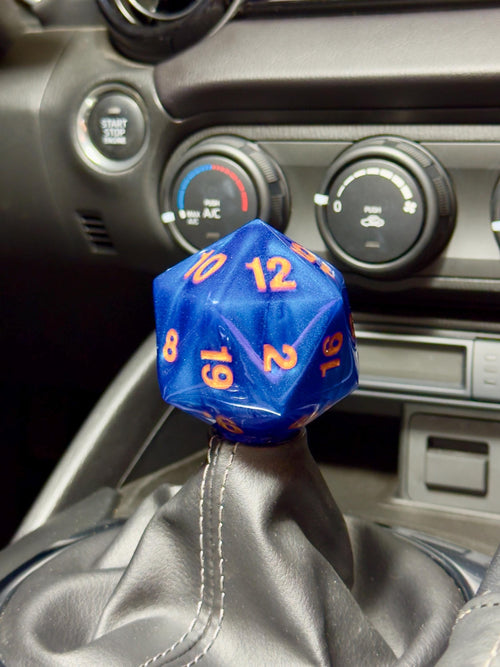 Custom Blue D20 Shift Knob – Unique Dungeons & Dragons Inspired Gear Knob for the DnD Geek Car Enthusiast!