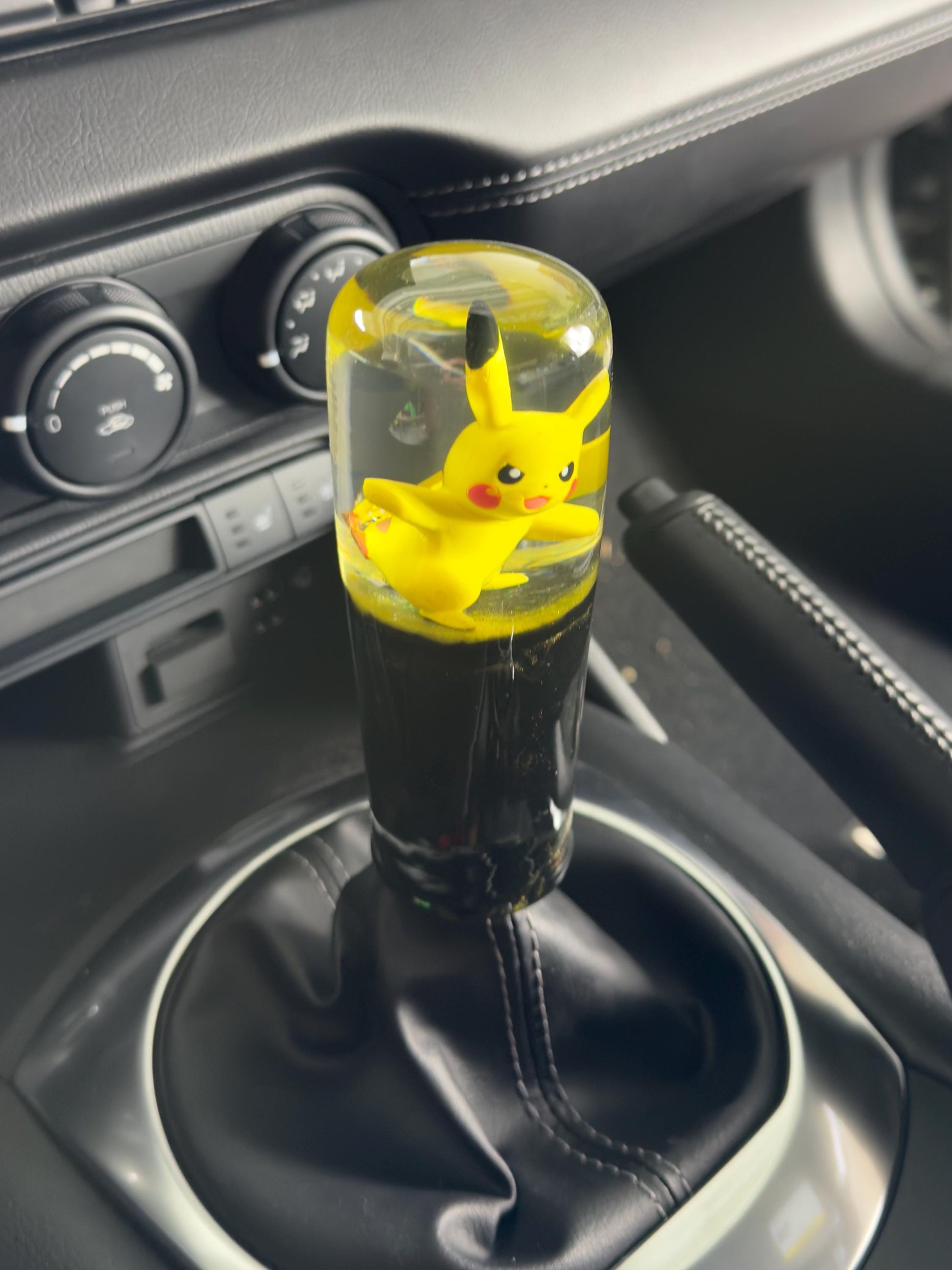 Custom Pikachu Shift Knob with Black & Yellow Base – Unique Pokémon Gear Knob for the Geek Car Enthusiast!