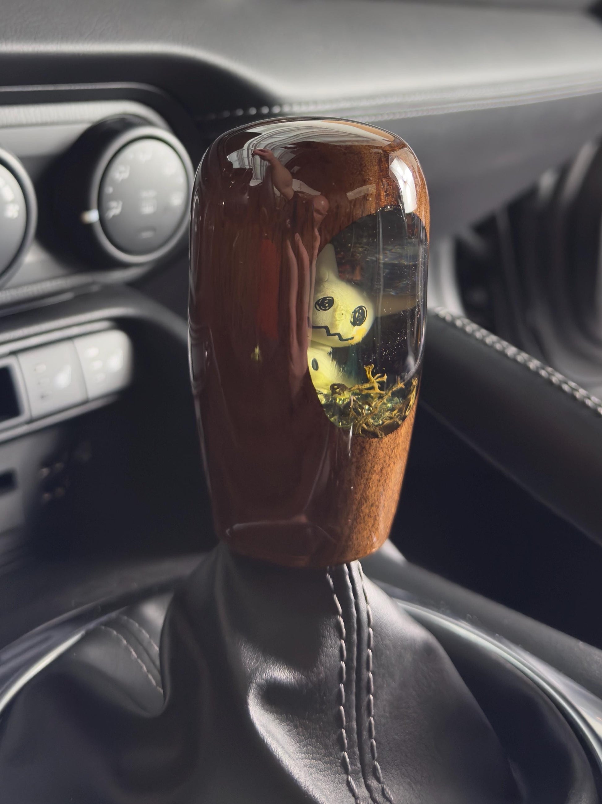 Custom Mimikyu Artisan Wood & Epoxy Resin Shift Knob – Unique Pokémon Gear Knob for the Geek Car Enthusiast!
