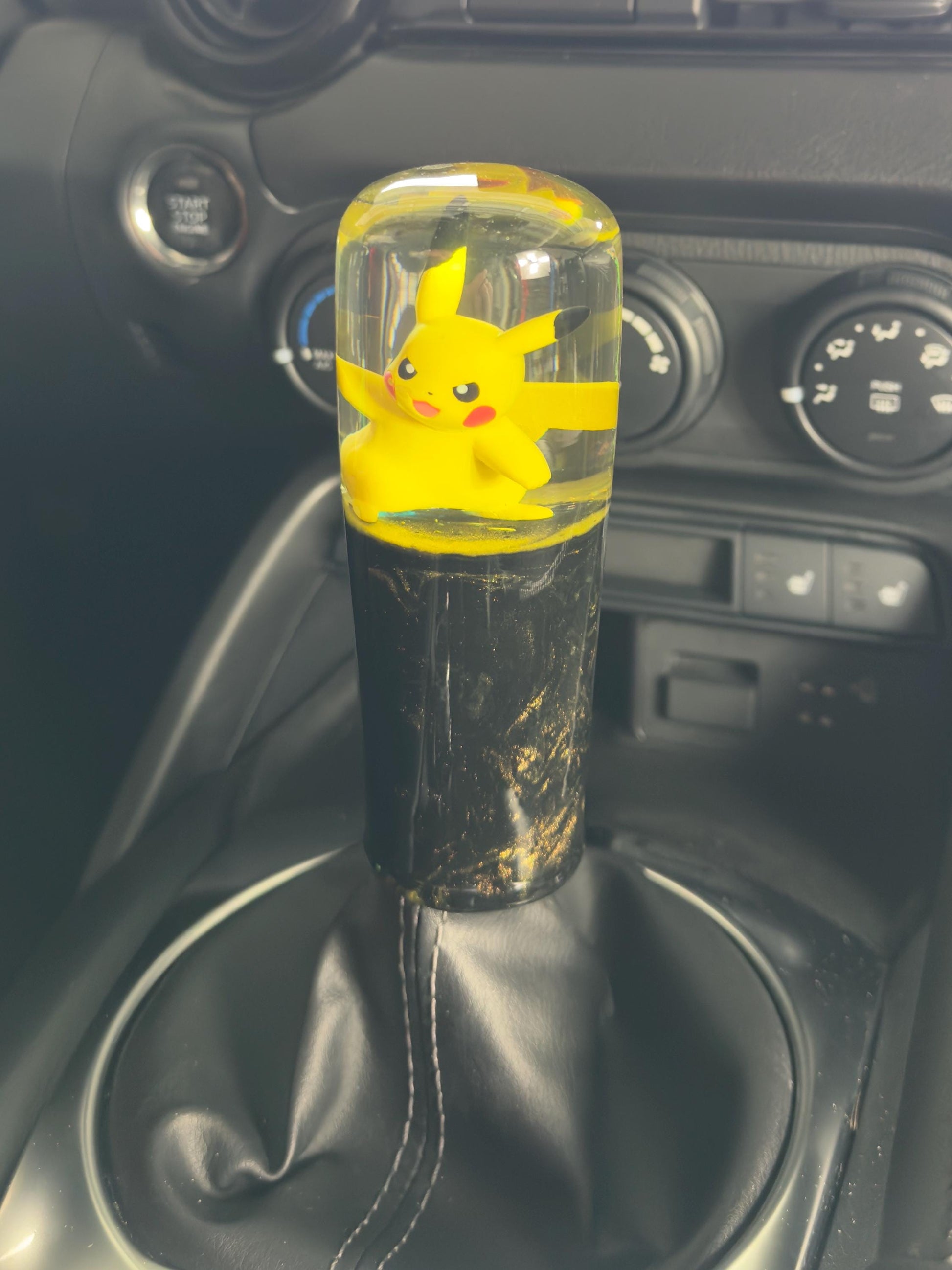 Custom Pikachu Shift Knob with Black & Yellow Base – Unique Pokémon Gear Knob for the Geek Car Enthusiast!