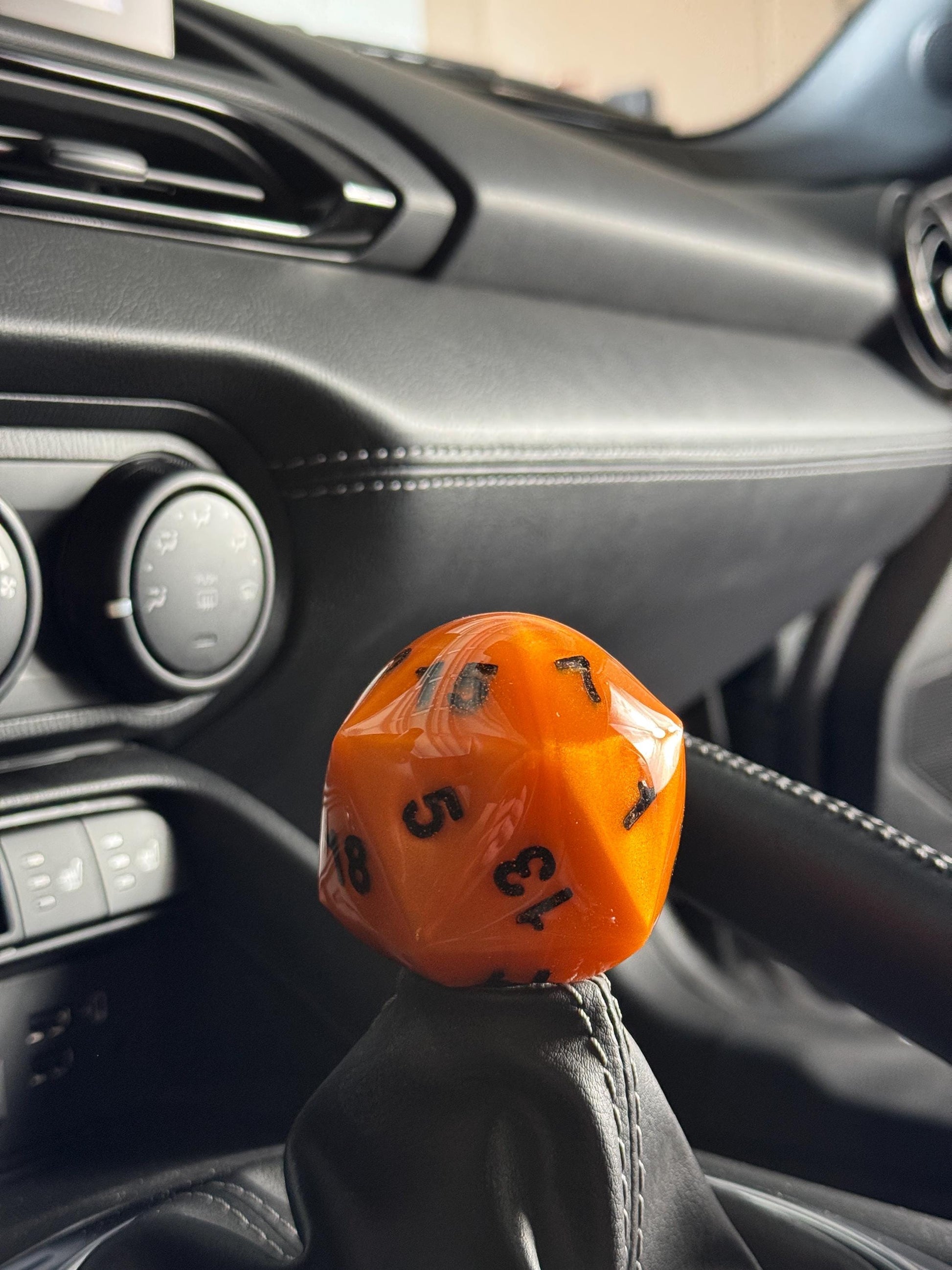 Custom Orange D20 Shift Knob DOMED TOP – Unique Dungeons & Dragons Inspired Gear Knob for the DnD Geek Car Enthusiast!