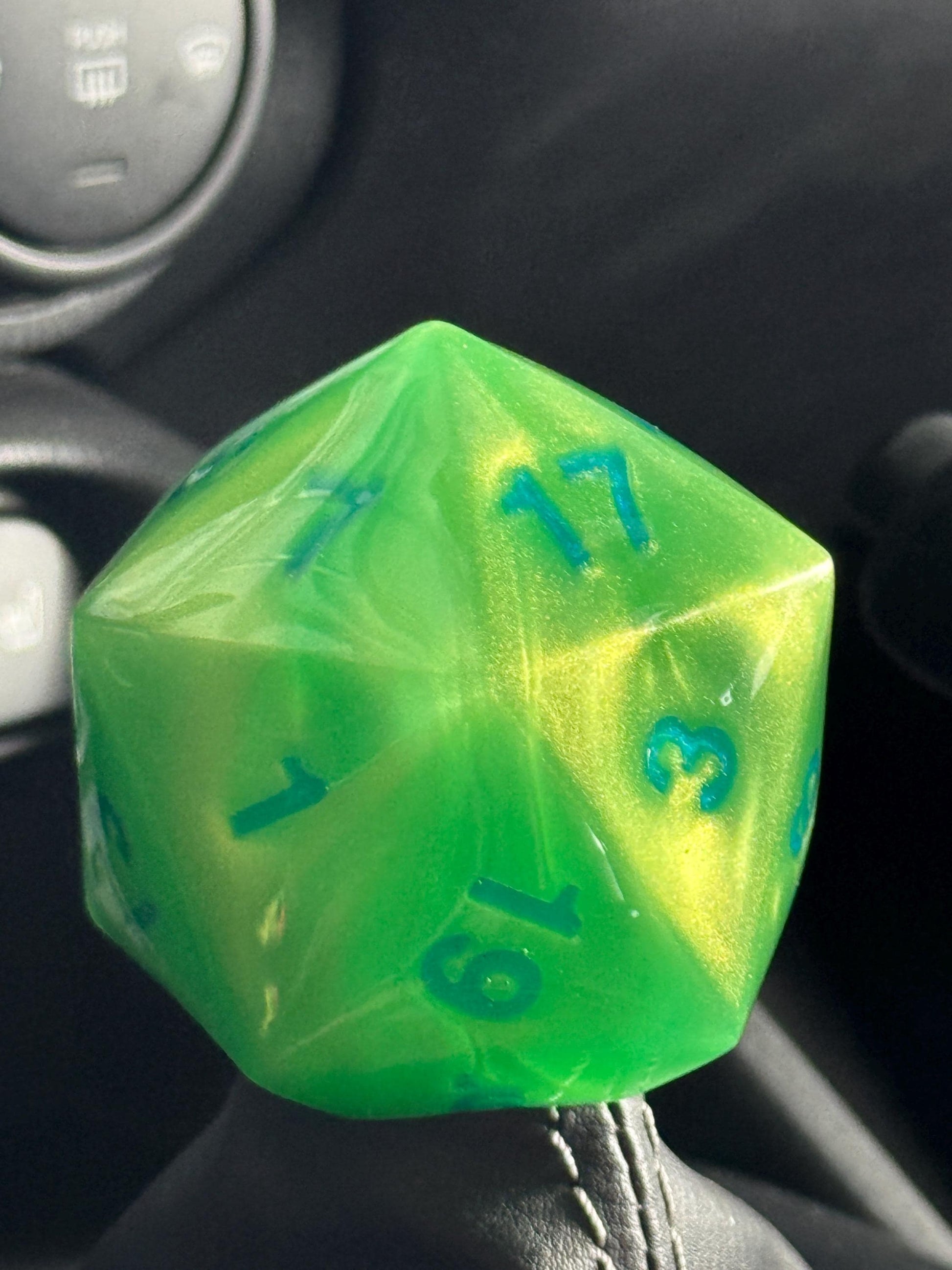 Custom Green D20 Shift Knob – Unique Dungeons & Dragons Inspired Gear Knob for the DnD Geek Car Enthusiast!