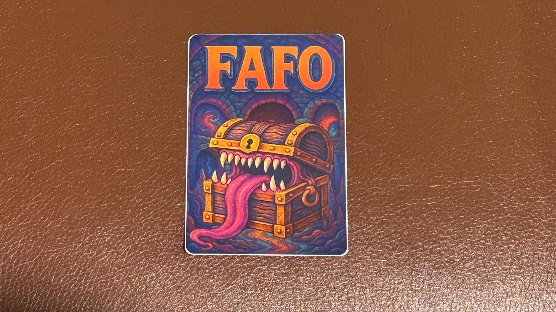 FAFO Mimic Chest Sticker Decal - Bumper Sticker for ttrpg nerds, D&D geeks, board gamers, catan, D20