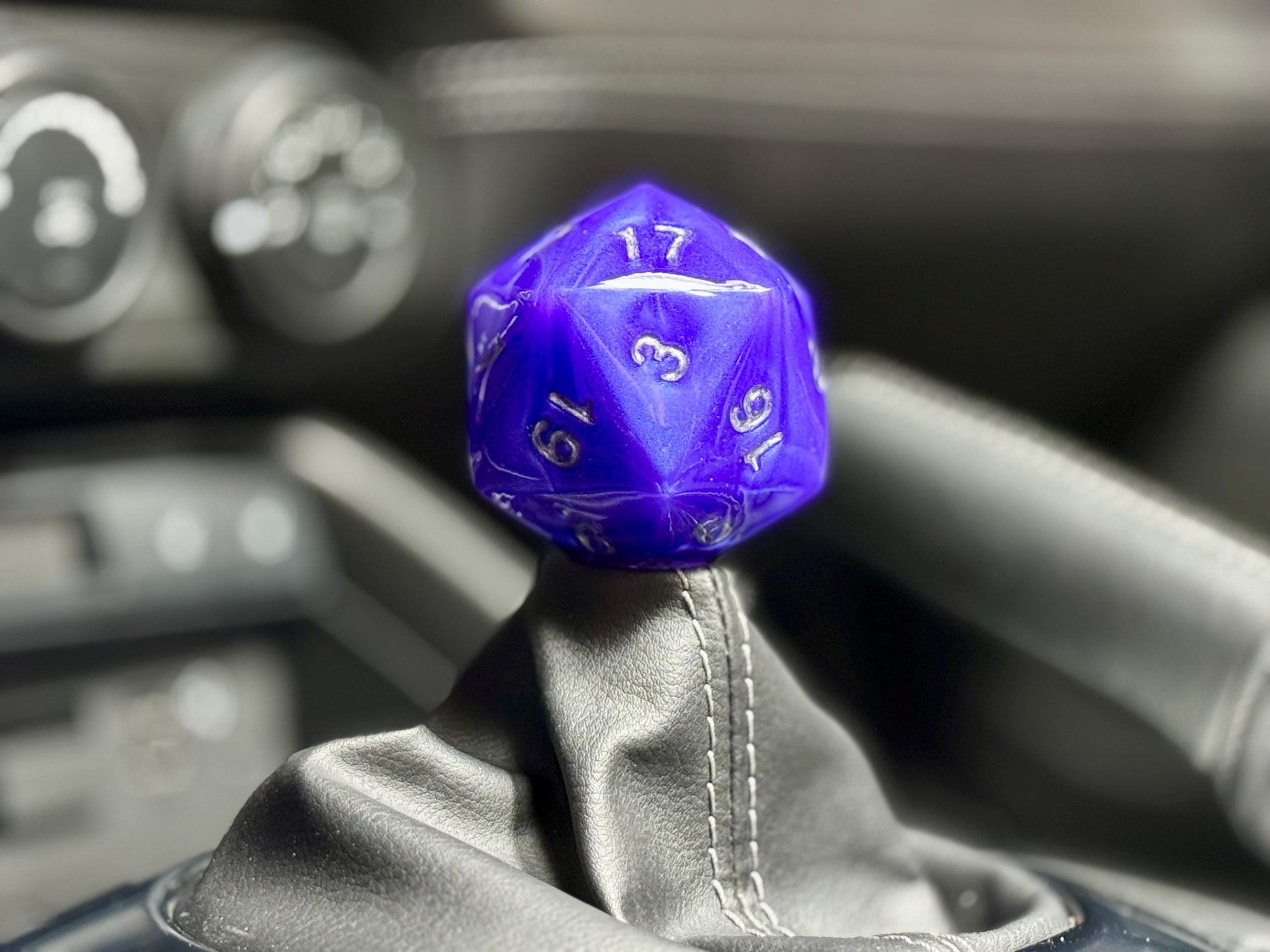 Custom Purple D20 Shift Knob – Unique Dungeons & Dragons Inspired Gear Knob for the DnD Geek Car Enthusiast!