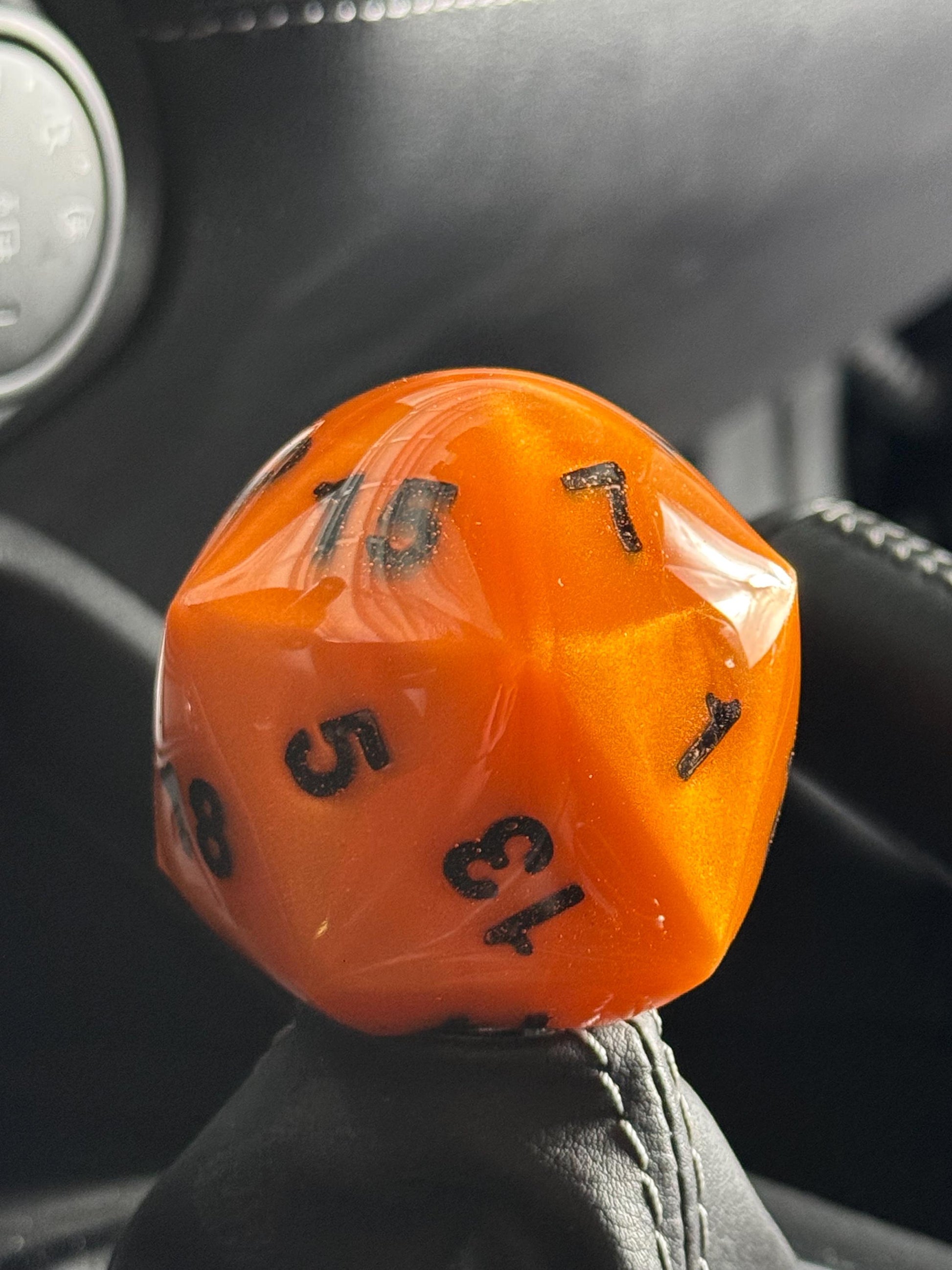 Custom Orange D20 Shift Knob DOMED TOP – Unique Dungeons & Dragons Inspired Gear Knob for the DnD Geek Car Enthusiast!