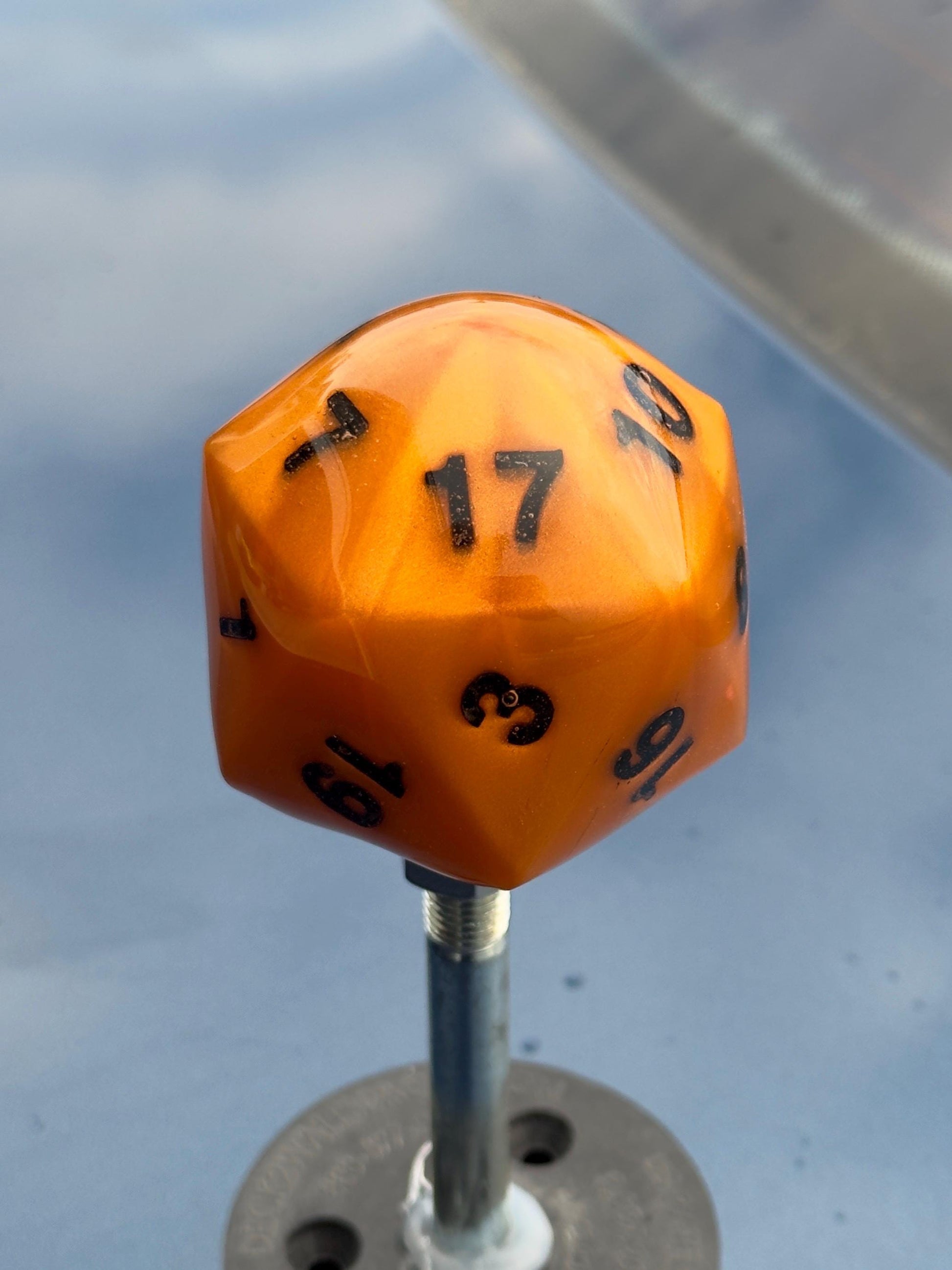 Custom Orange D20 Shift Knob DOMED TOP – Unique Dungeons & Dragons Inspired Gear Knob for the DnD Geek Car Enthusiast!