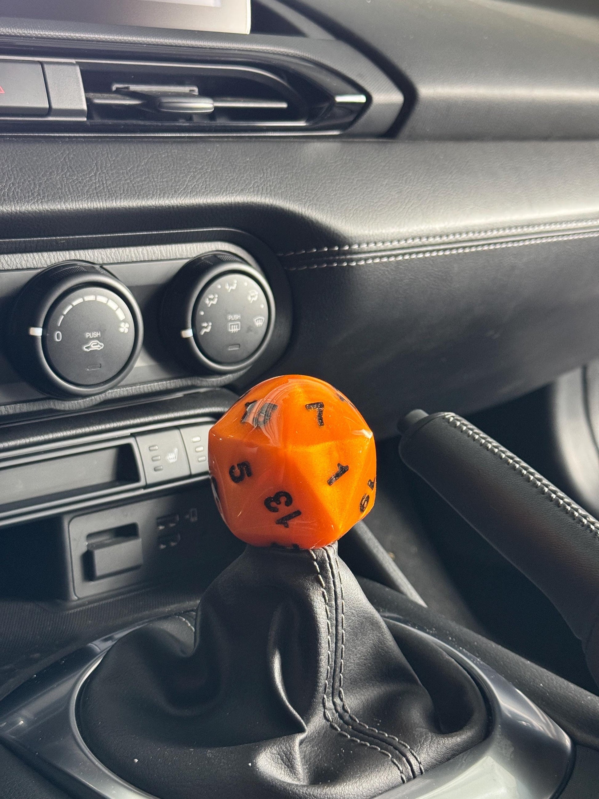 Custom Orange D20 Shift Knob DOMED TOP – Unique Dungeons & Dragons Inspired Gear Knob for the DnD Geek Car Enthusiast!