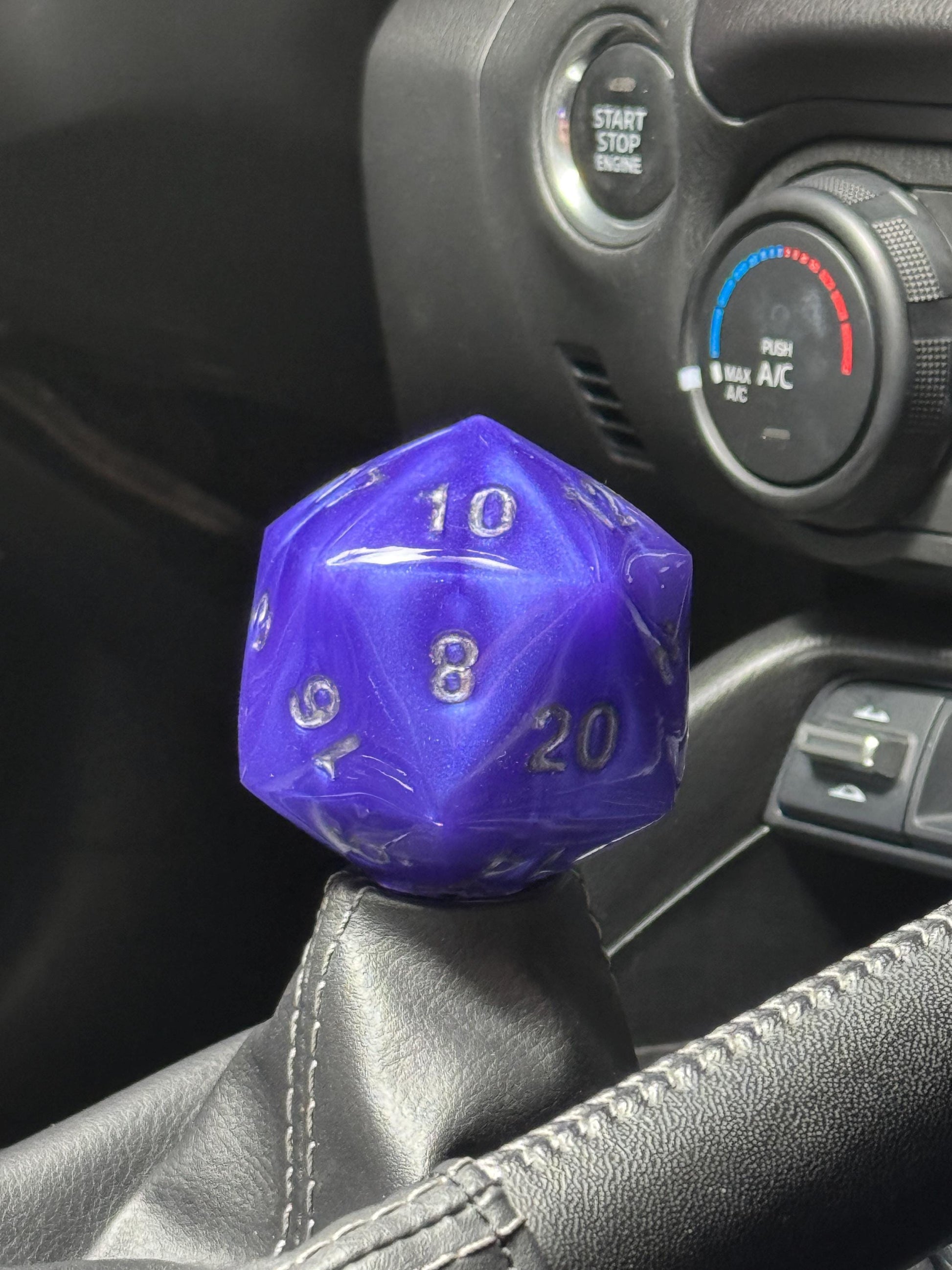 Custom Purple D20 Shift Knob – Unique Dungeons & Dragons Inspired Gear Knob for the DnD Geek Car Enthusiast!