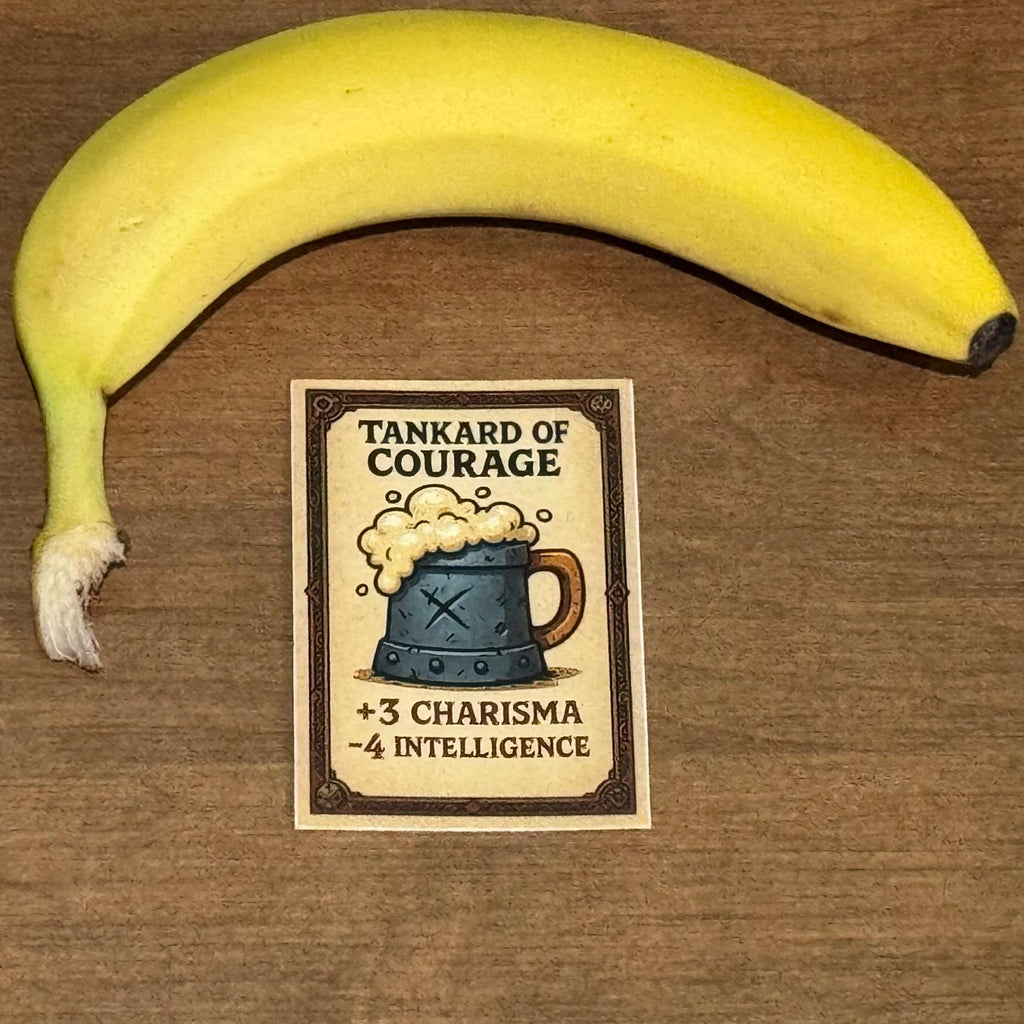 Tankard of Courage +3 Charisma -4 Intelligence Sticker Decal - Bumper Sticker for ttrpg nerds, D&D geeks, board gamers