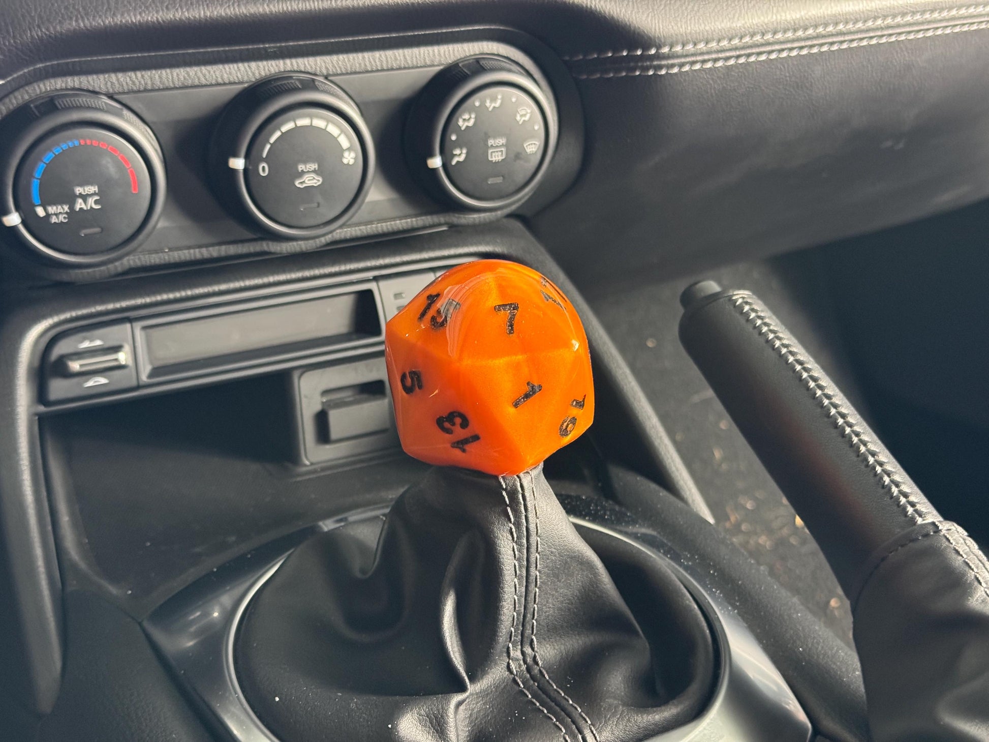 Custom Orange D20 Shift Knob DOMED TOP – Unique Dungeons & Dragons Inspired Gear Knob for the DnD Geek Car Enthusiast!
