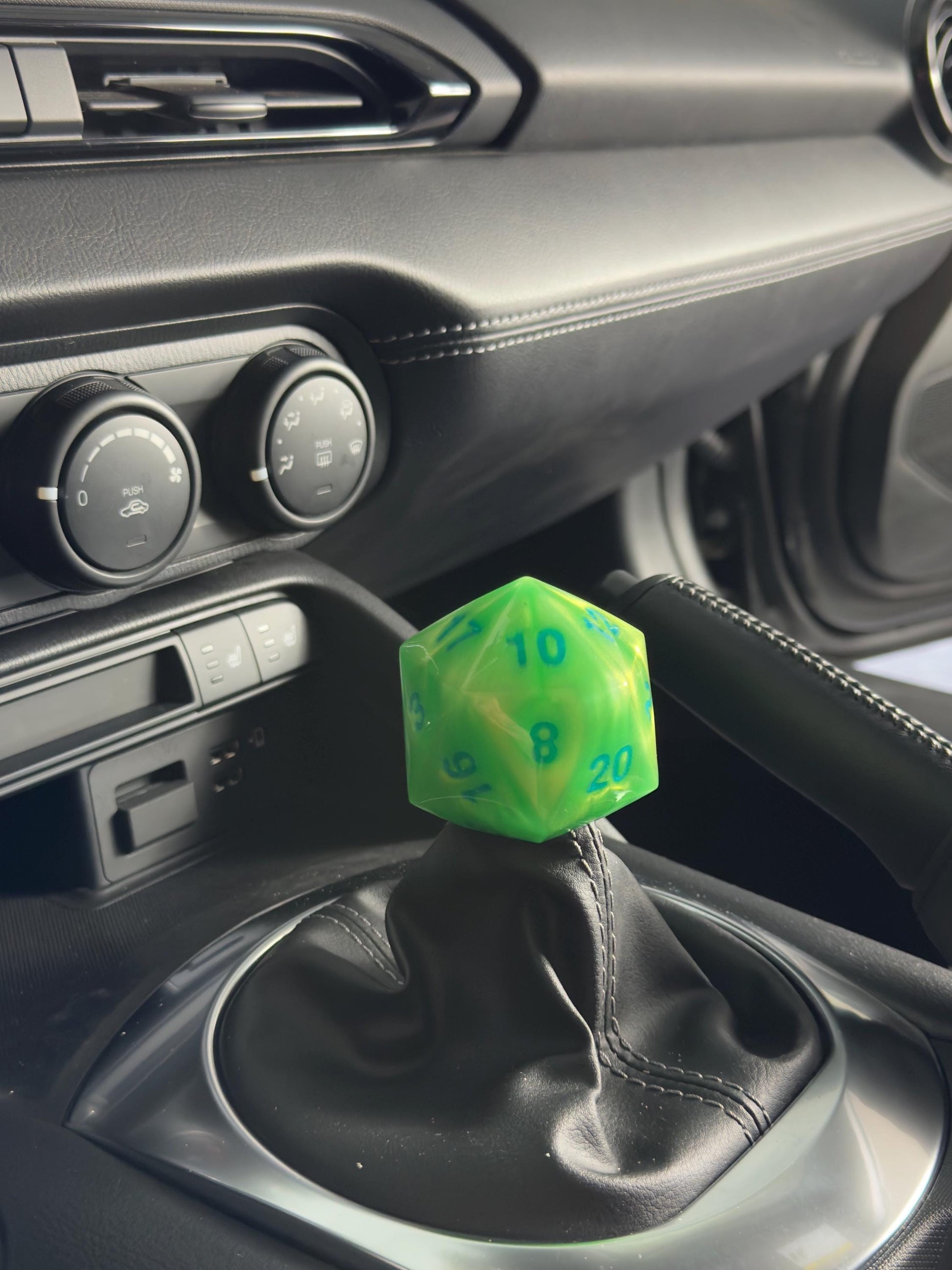 Custom Green D20 Shift Knob – Unique Dungeons & Dragons Inspired Gear Knob for the DnD Geek Car Enthusiast!