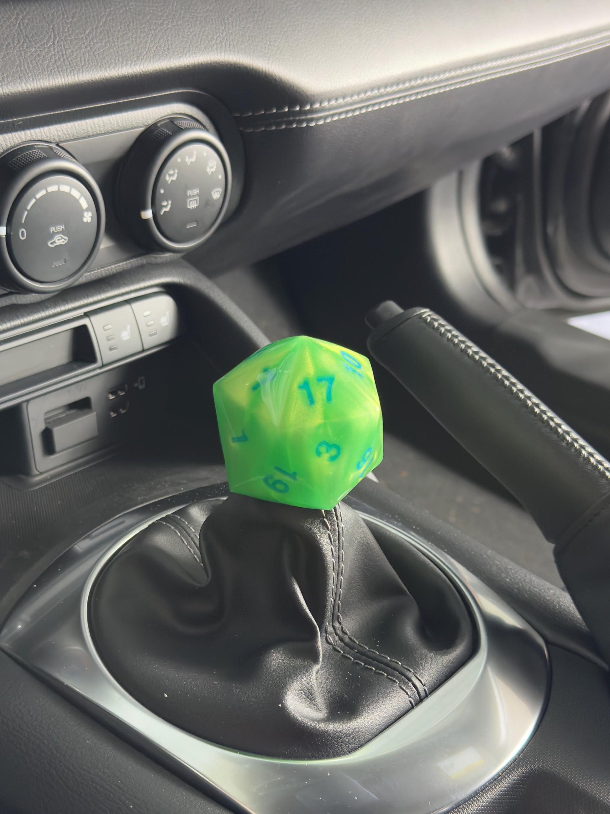 Custom Green D20 Shift Knob – Unique Dungeons & Dragons Inspired Gear Knob for the DnD Geek Car Enthusiast!